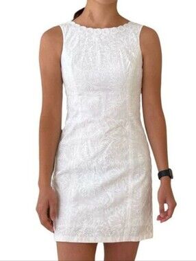 Lilly Pulitzer Mila Shift White Floral Dress Size 6 Lion In The Sun Pigment